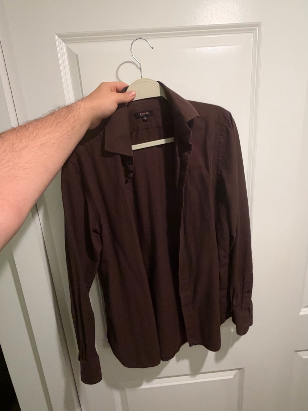 Quince Men's Long-Sleeve Dark Brown Dress Shirt